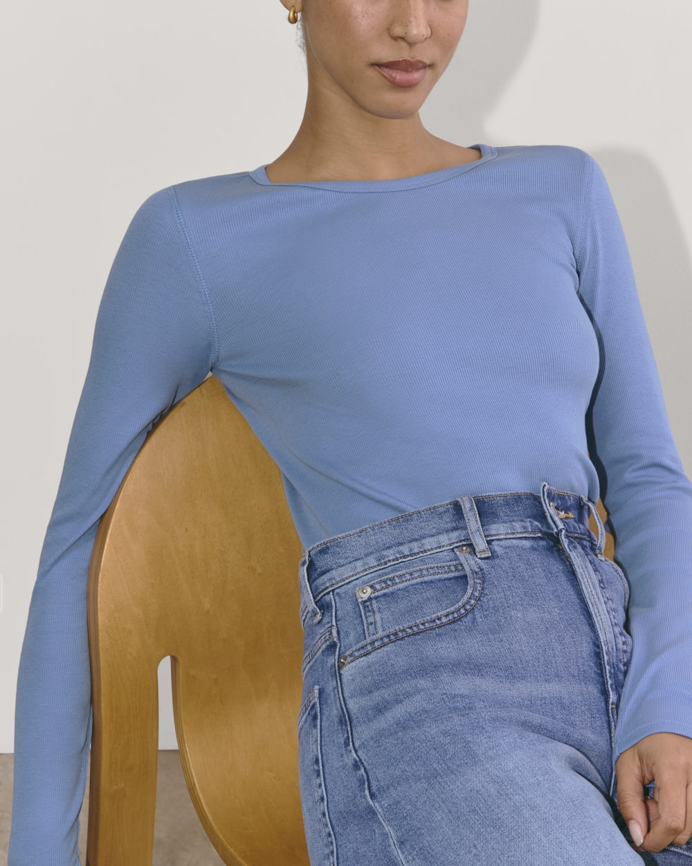 The Luxe Rib Long-Sleeve Crew | Bluebell
