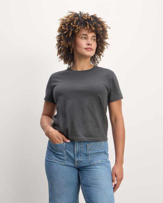 The Box-Cut Tee in Essential Cotton | Graphite | No Pocket