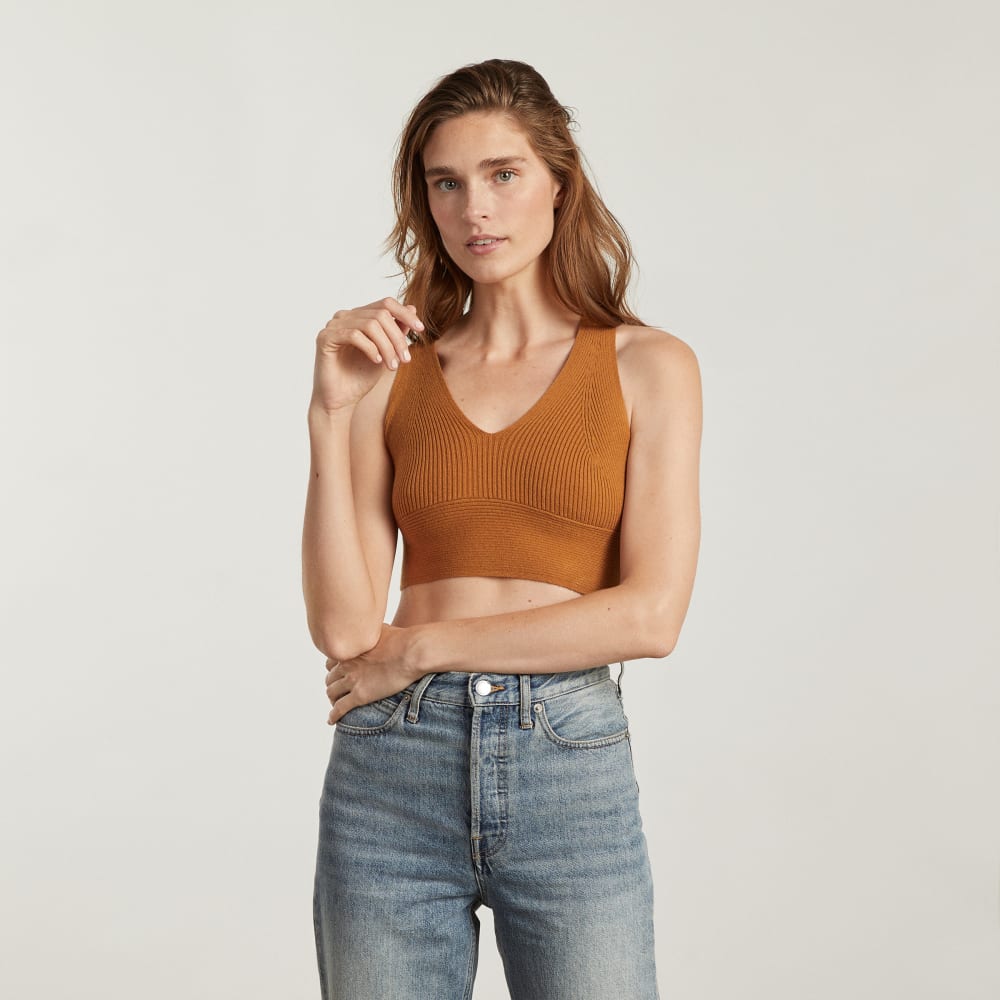 The Cross-Back Cropped Sweater Top | Butter Caramel