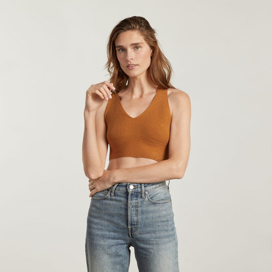 The Cross-Back Cropped Sweater Top | Butter Caramel