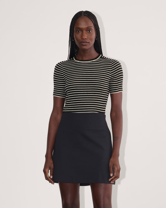 The Sweater Tee in Ultrasoft Merino | Black / Bone