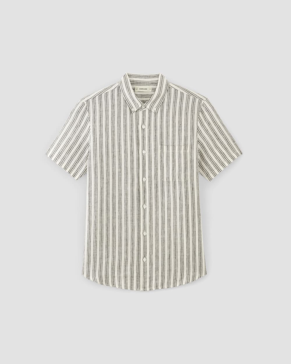 The Classic Short-Sleeve Shirt in Linen | Bone / Black