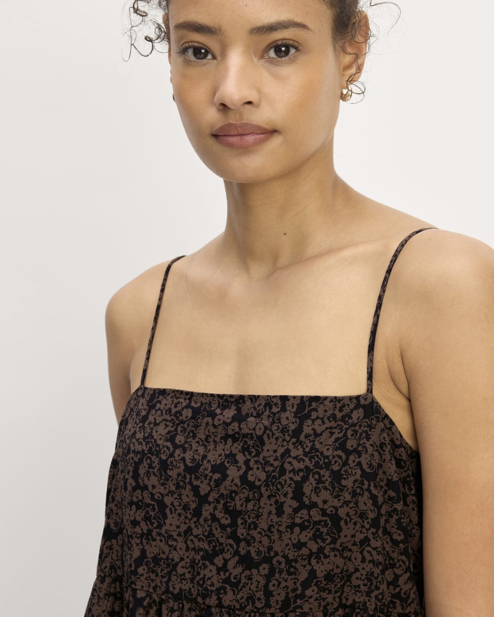 The Gauze Tiered Dress | Black / Cocoa Small Floral