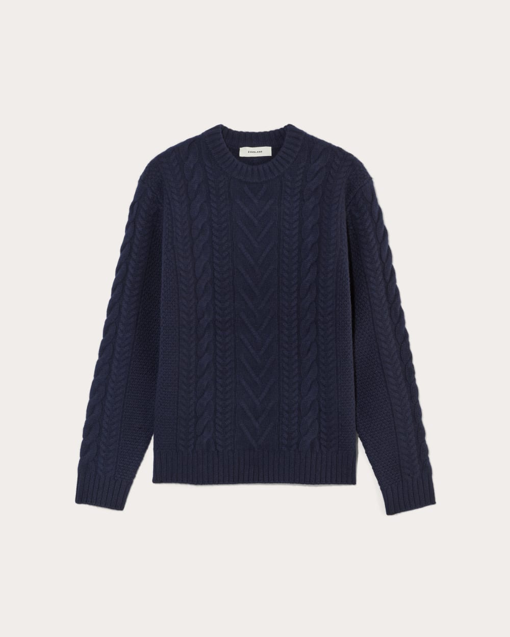 The Felted Merino Cable-Knit Crew | Deep Navy