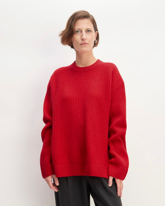 The Oversized Crew in Luxe Merino | Classic Red