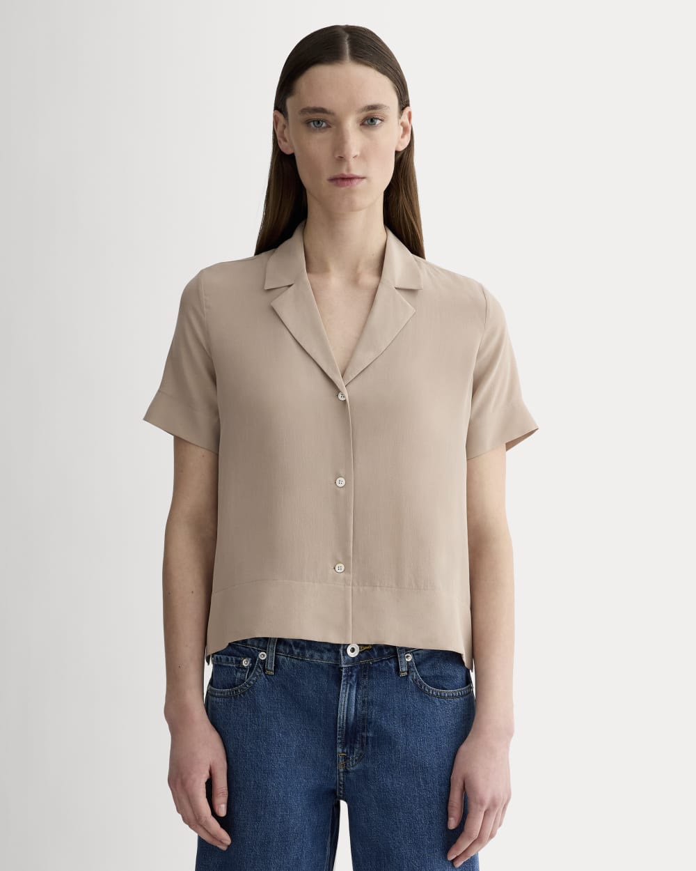The Notch Shirt in Washable Silk | Burnt Sugar
