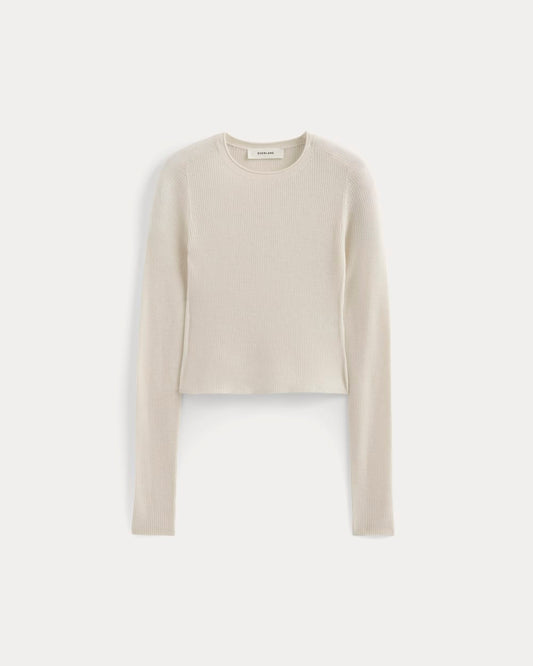 The Cropped Crew Top in Ultrafine Merino | Parchment