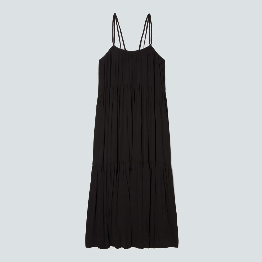 The Naia™ Ripple Tiered Maxi Dress | Black