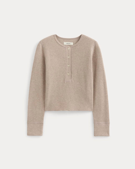 Boxy Henley in Cozy Waffle | Heathered Oatmeal