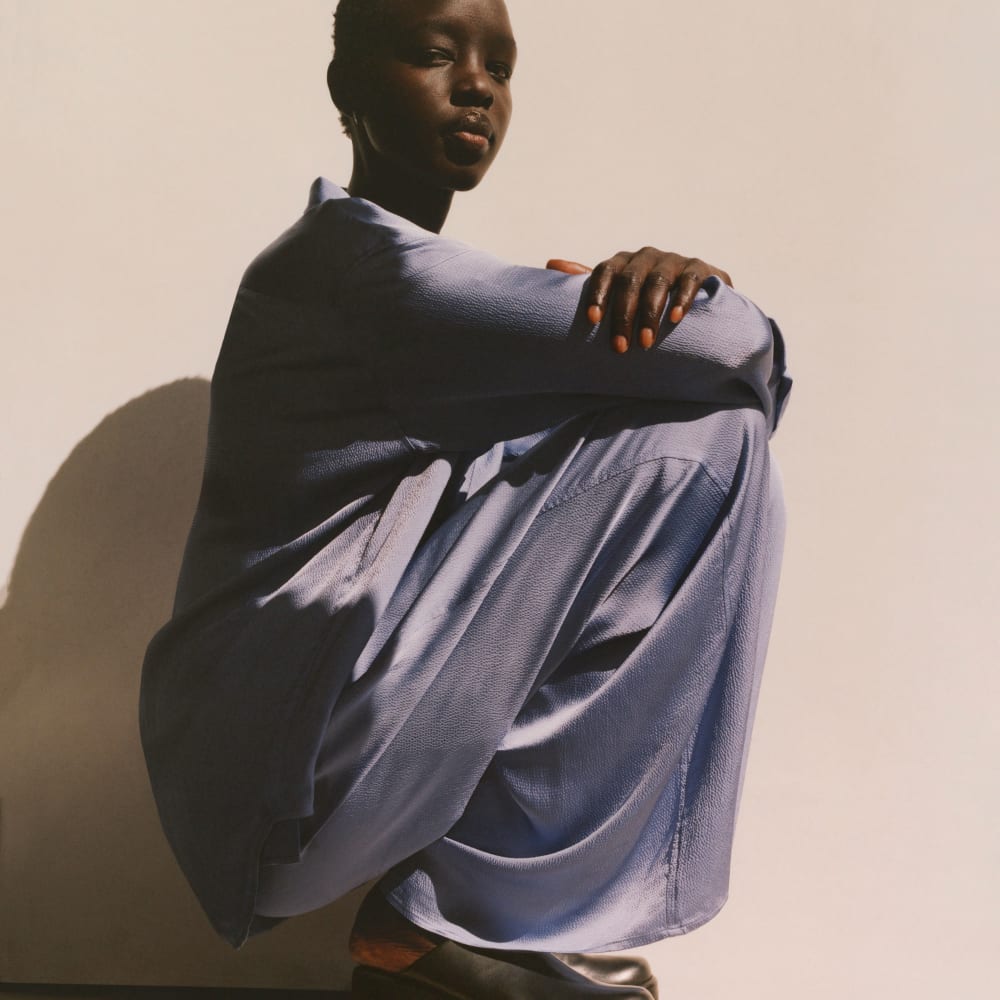 The Satin Pull-On Pant | Cornflower Blue