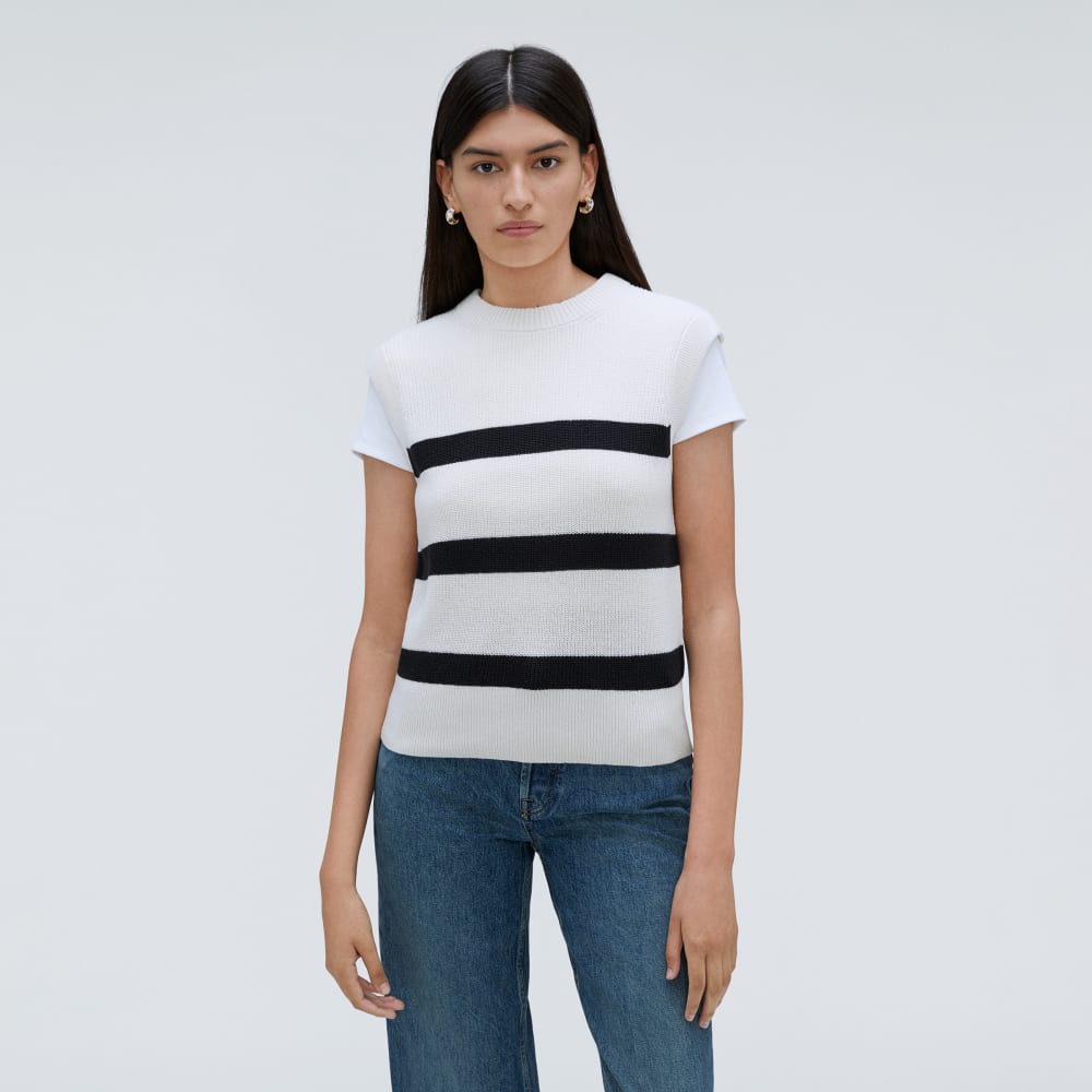 The Cotton Summer Sweater Tank |  Canvas / Black