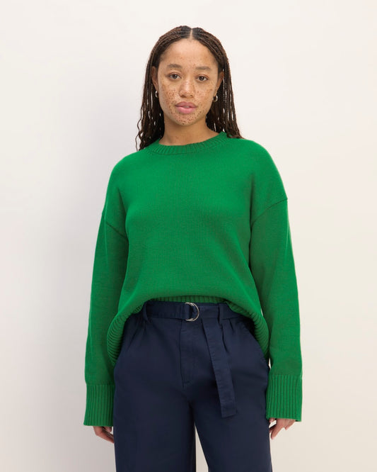 The Boxy Sweater in Everyday Cotton | Grass Green