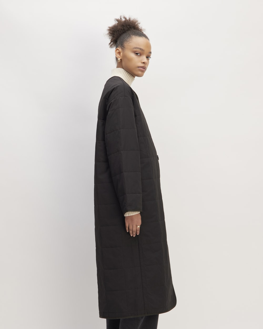 The ReNew Quilted Long Liner | Black