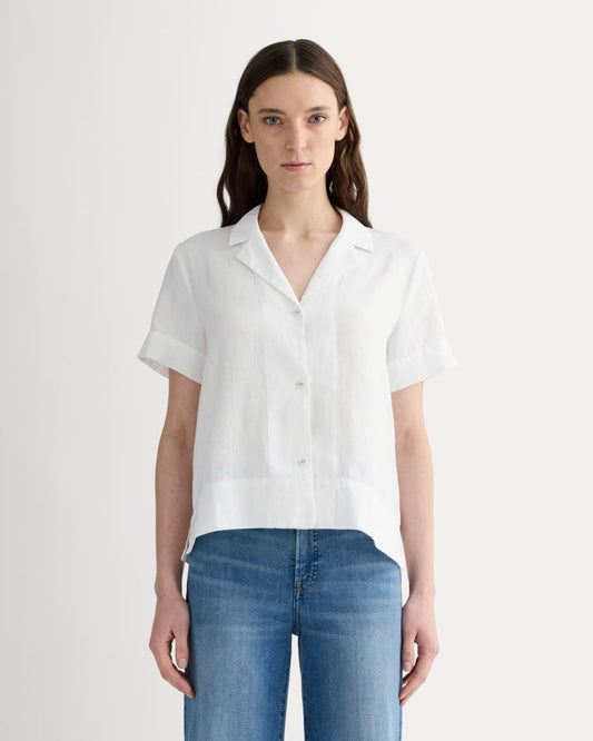 The Notch Shirt in Linen | White