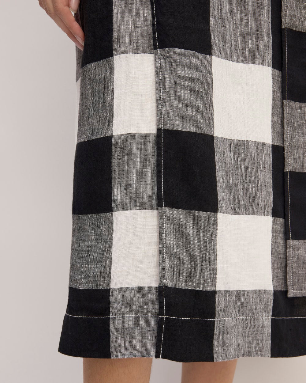 The Linen Wrap Skirt | Bone / Black Check