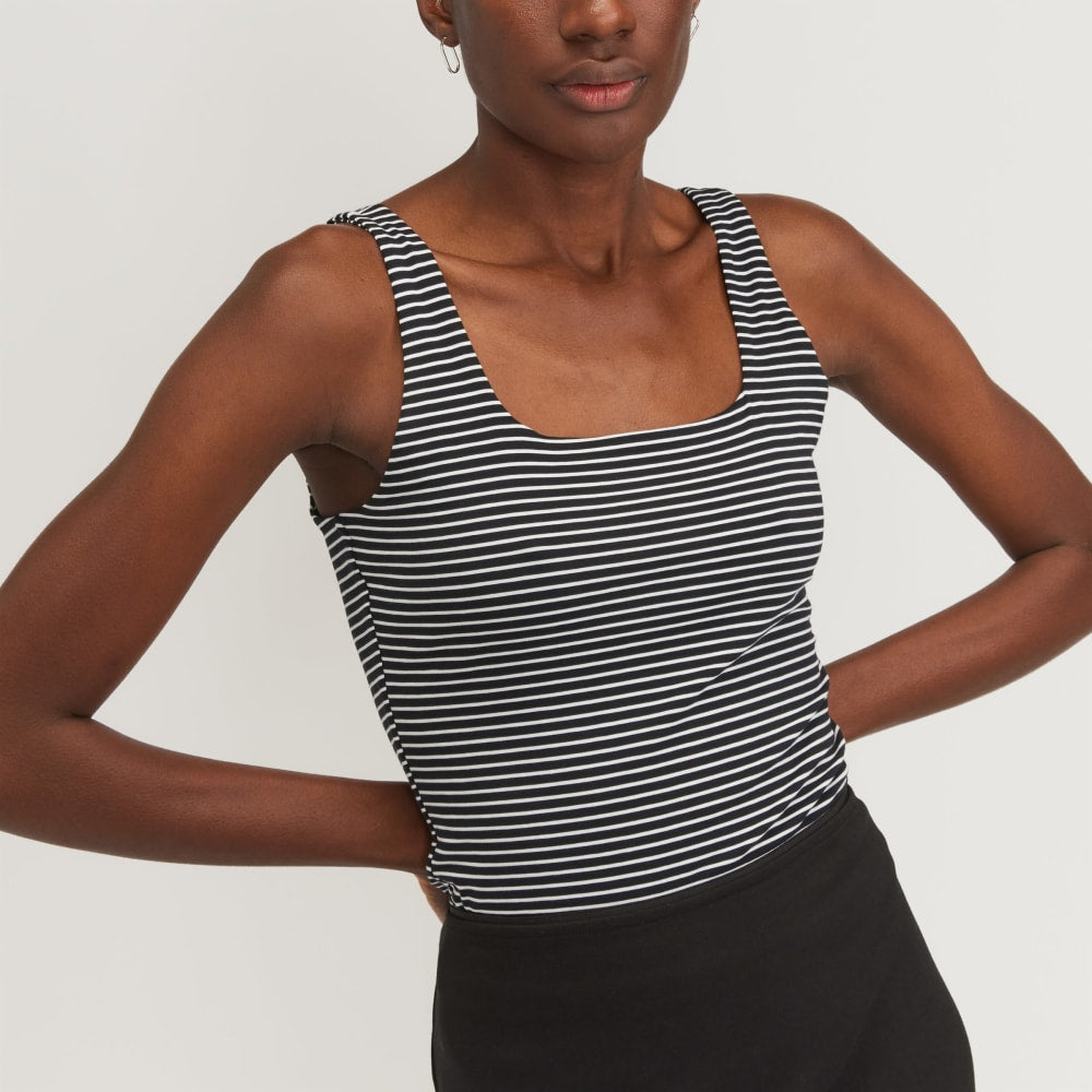 The Supima® Sleeveless Top | Black / White