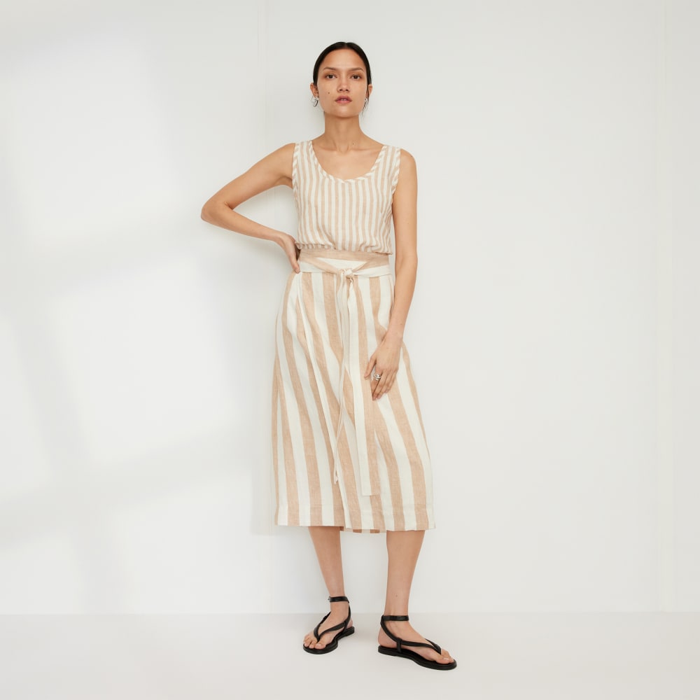 The Linen Wrap Skirt | Bone / Caramel
