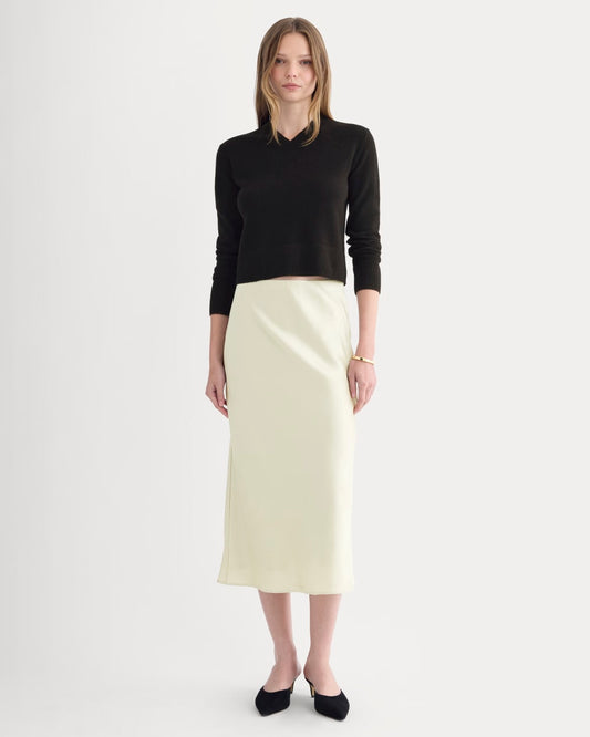 Slip Skirt in Silk Charmeuse | Bone