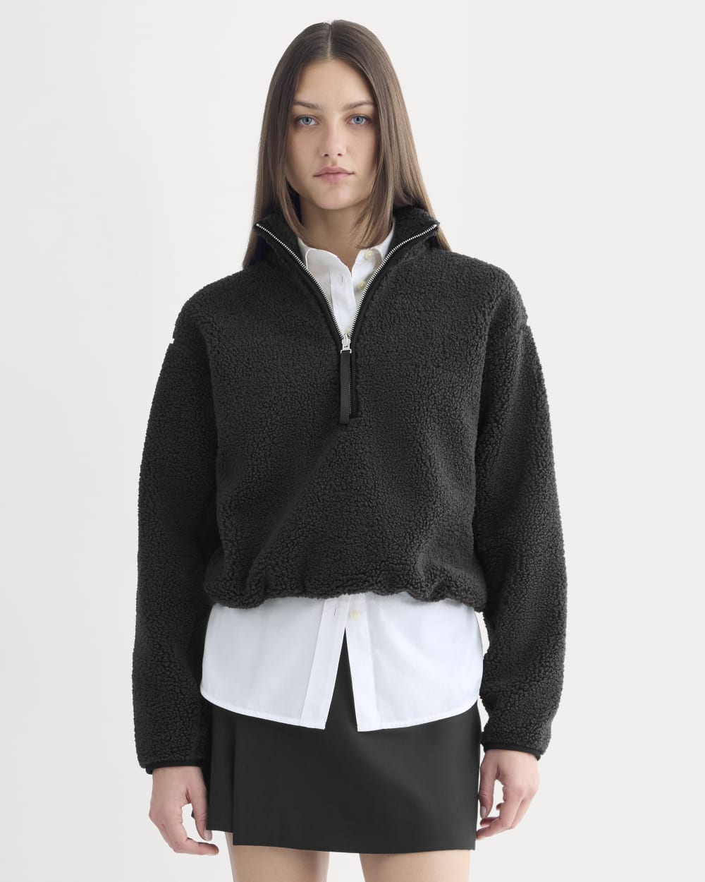Reversible Teddy Half-Zip Pullover | Black