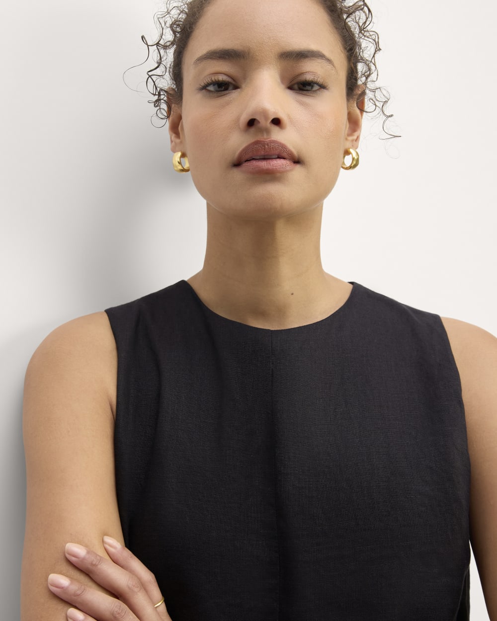 The Linen Belted Midi Dress | Black