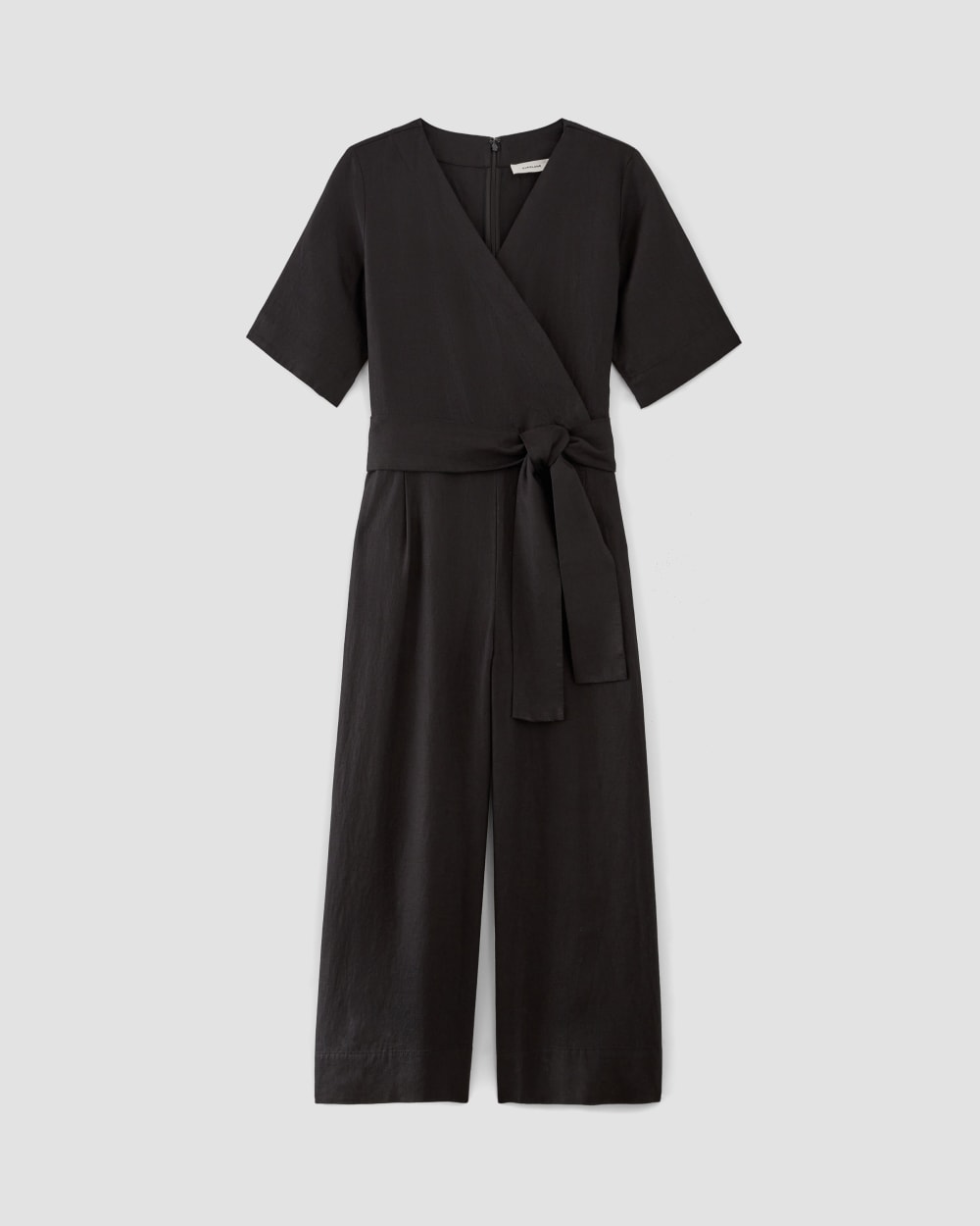 The Wrap Jumpsuit in Linen | Black