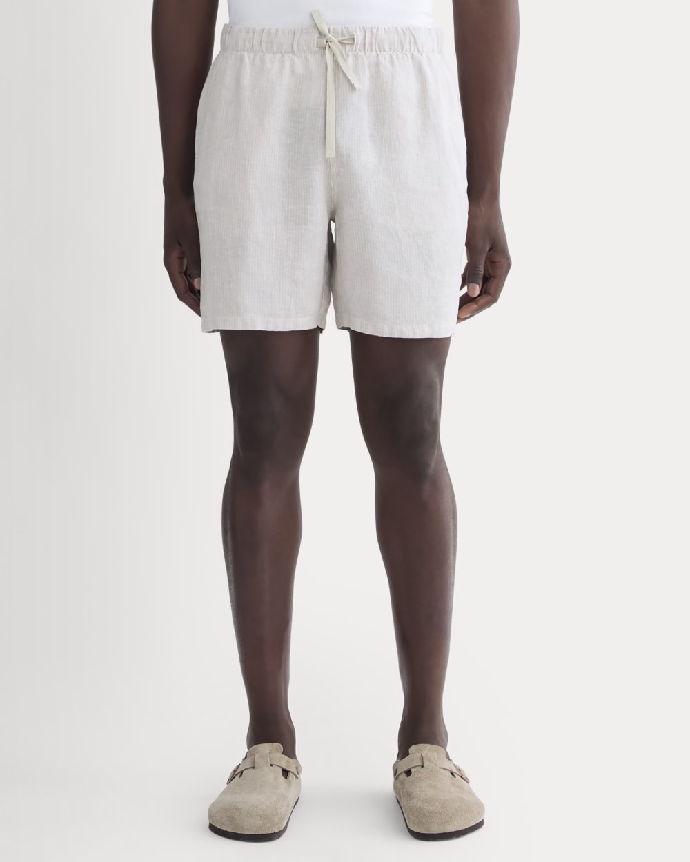 The Linen Easy Short | Stone / White