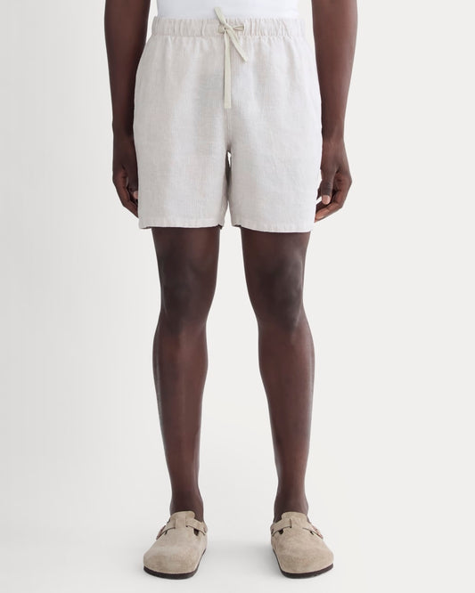 The Linen Easy Short | Stone / White