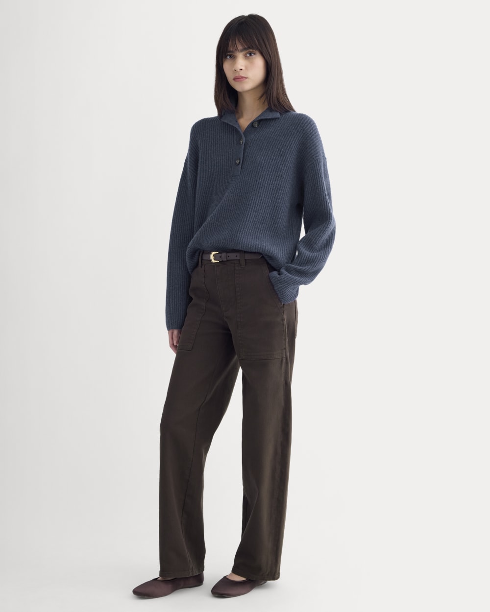 The Cocoon Henley in Wool Cashmere | Indigo