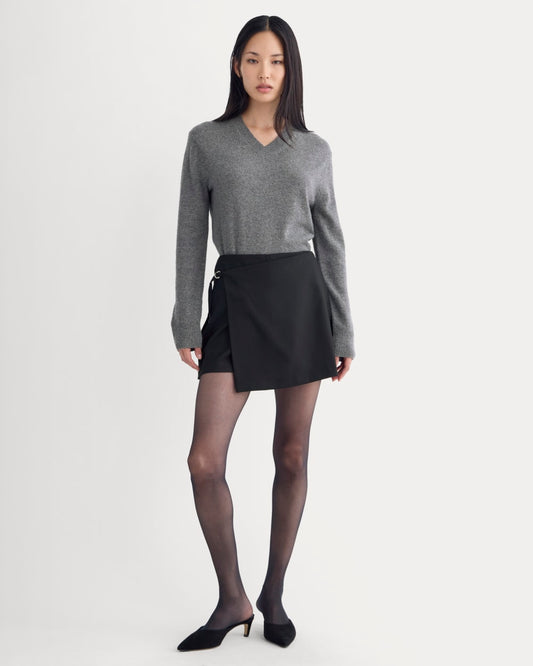 Wrap Mini Skort in Tailor Twill | Black