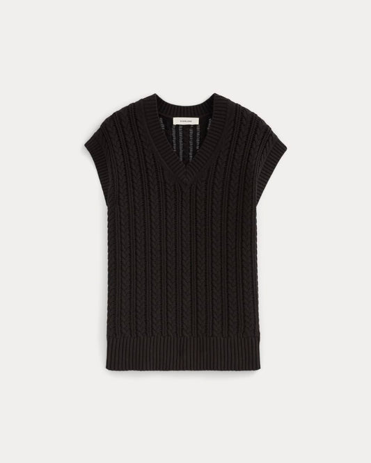 The Mesh Cable Vest in Everyday Cotton | Black