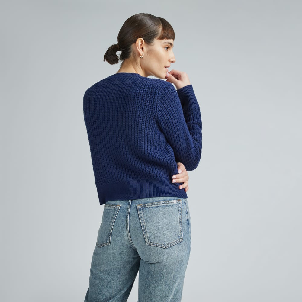 The Cropped Cotton-Merino Bomber | Bright Navy