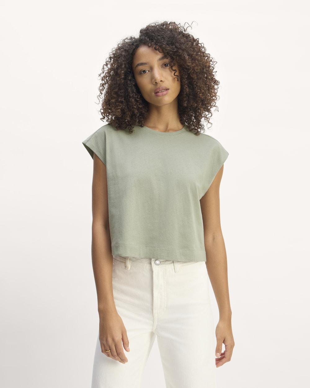 The Muscle Cropped Tee in Essential Cotton | Sage Green