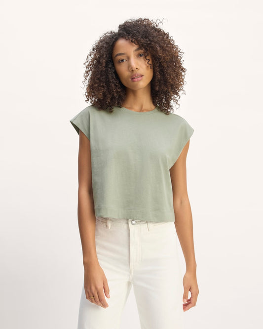 The Muscle Cropped Tee in Essential Cotton | Sage Green