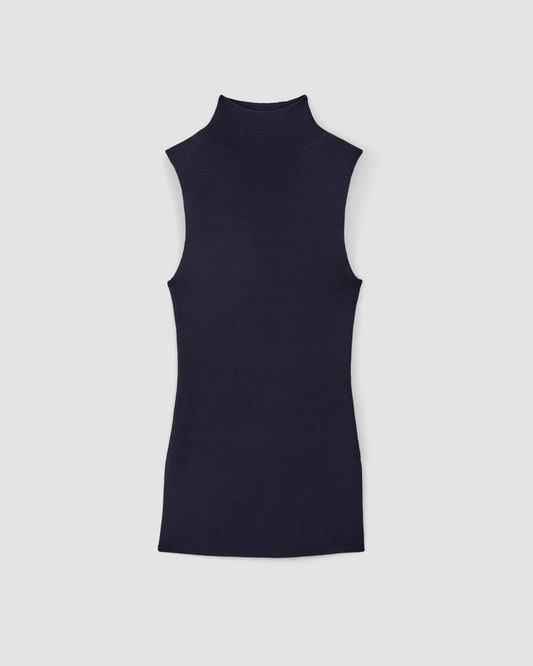 The Viscose Mock Neck Top | Navy