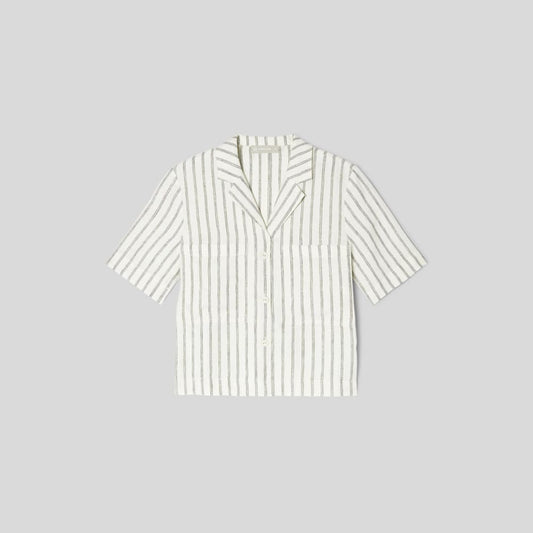 The Linen Workwear Shirt | Black / Canvas Tan