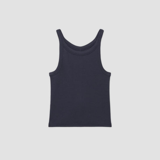 The Supima® Micro-Rib Cropped Tank | Navy