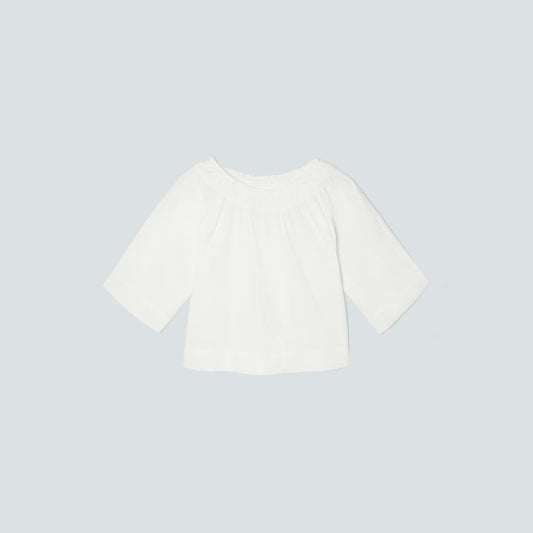 The Seersucker Gathered Tee | White