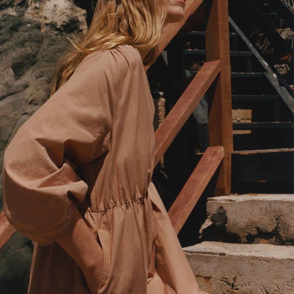 The Poplin Tiered Dress | Caramel