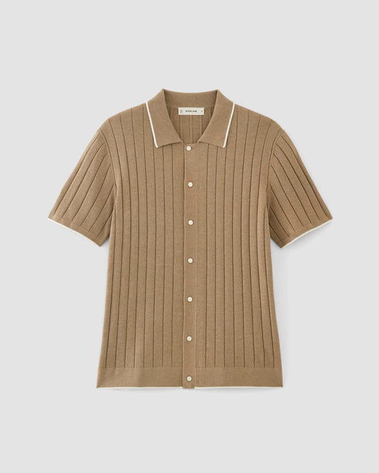 The No-Sweat Button-Down Polo | Dark Heathered Camel
