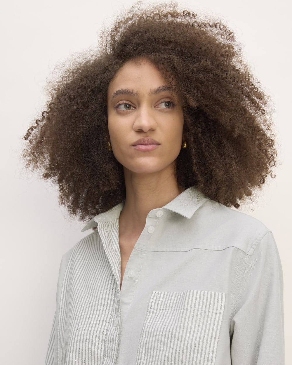The Everlane x Marques' Almeida Patchwork Relaxed Shirt | Grey Stripe Patchwork
