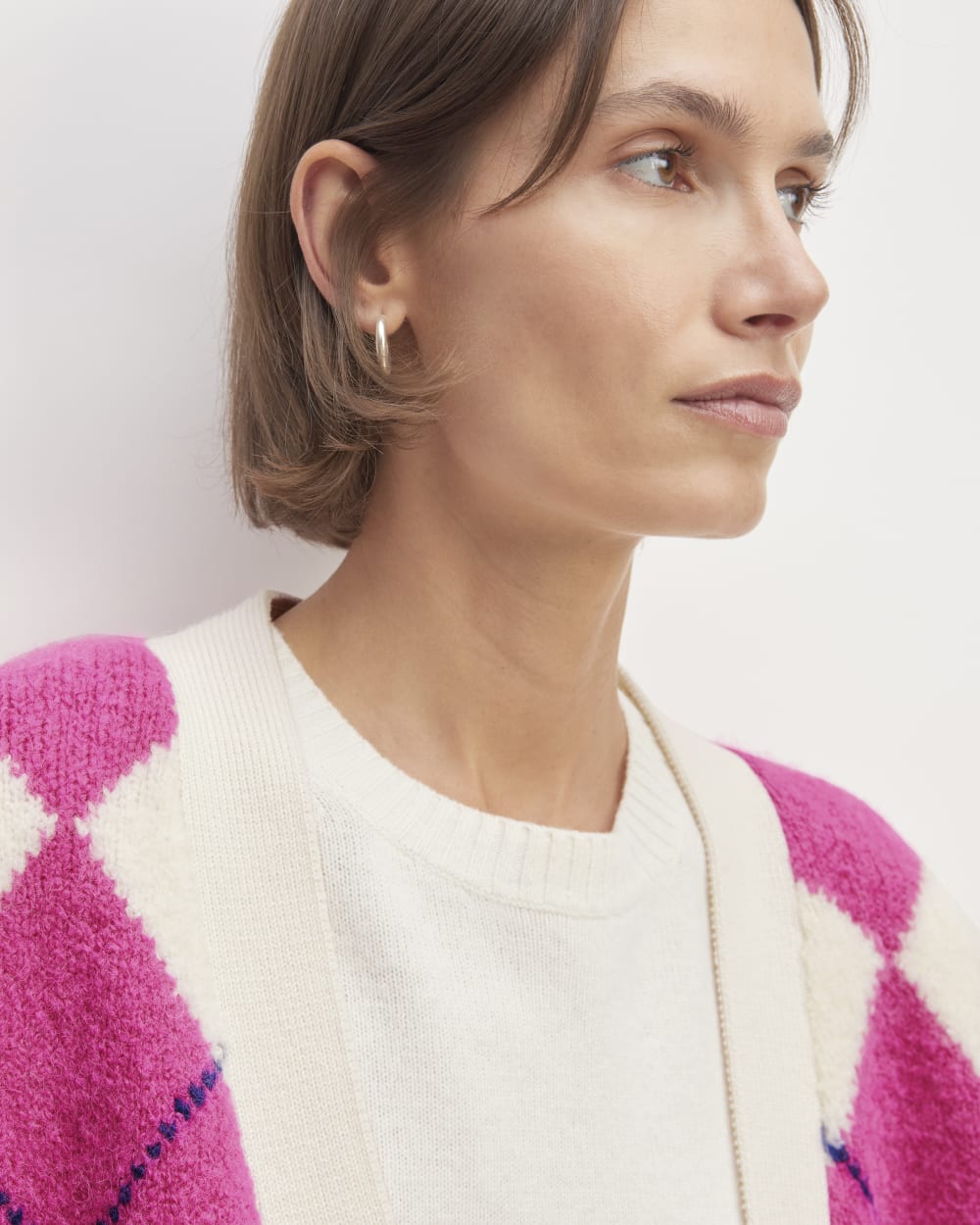 The SuperFuzz Alpaca Cardigan | Bone / Fuchsia Pink / Ocean Cavern