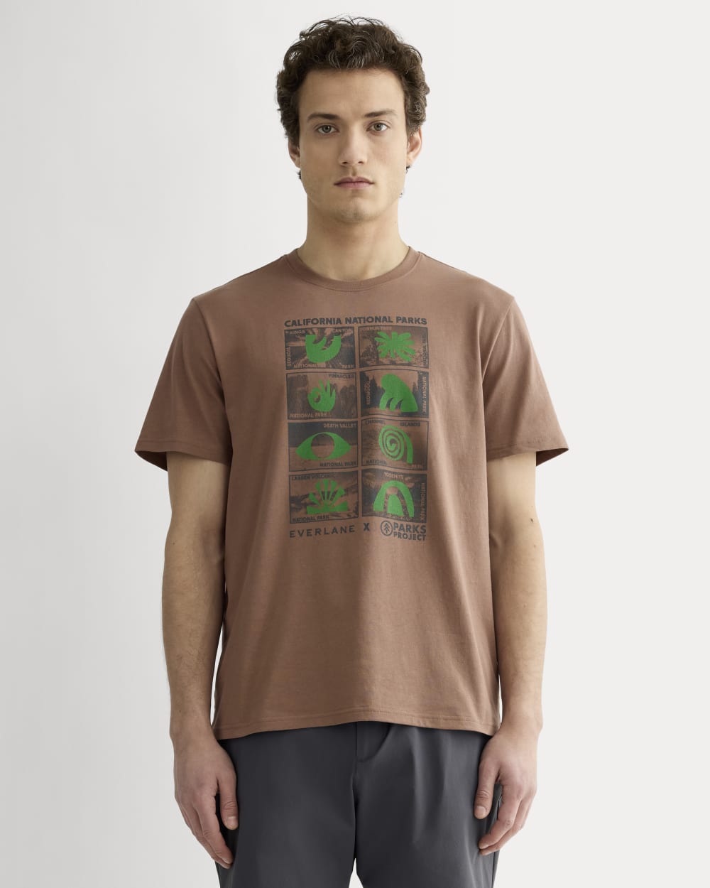 The Everlane x Parks Project Essential Organic Crew | Brown / Green / Forged Iron