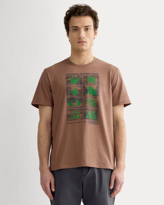 The Everlane x Parks Project Essential Organic Crew | Brown / Green / Forged Iron