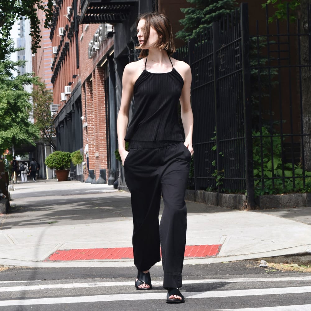 The Rib Soft Knit Halter Top | Black