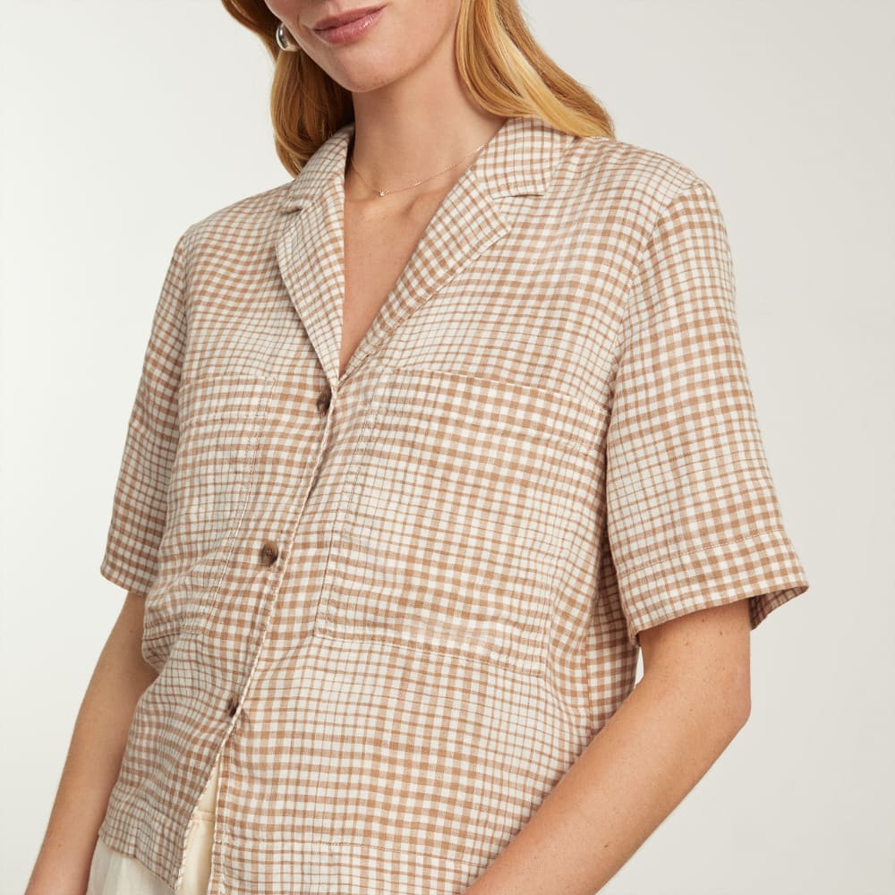 The Linen Workwear Shirt | Iced Coffee Grid