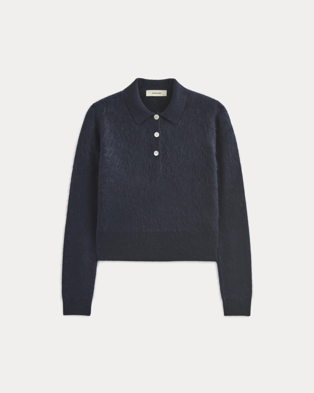 Lush Cashmere Cropped Polo Sweater | Starry Navy