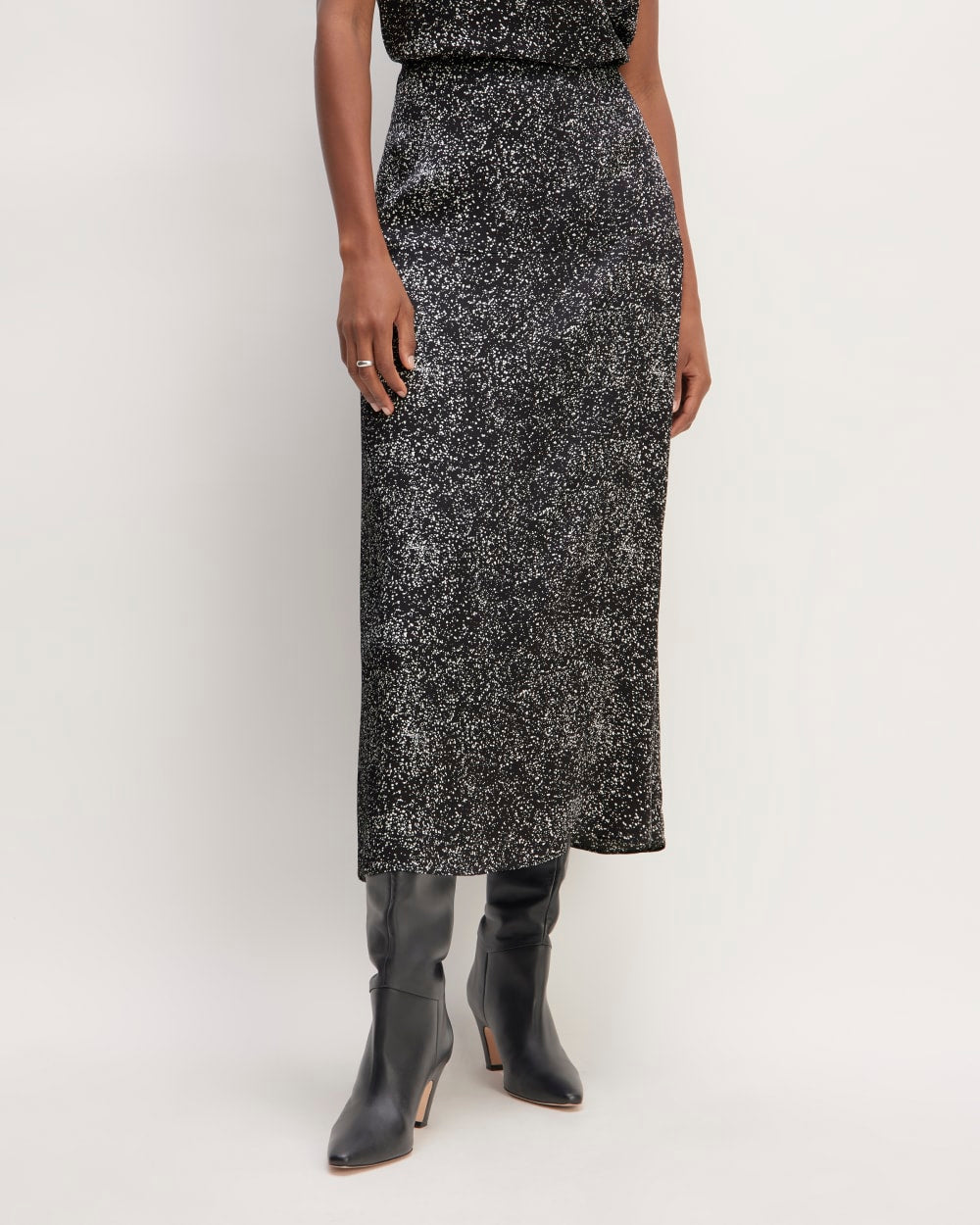 The Hammered Satin Slip Skirt | Black Moonsplatter