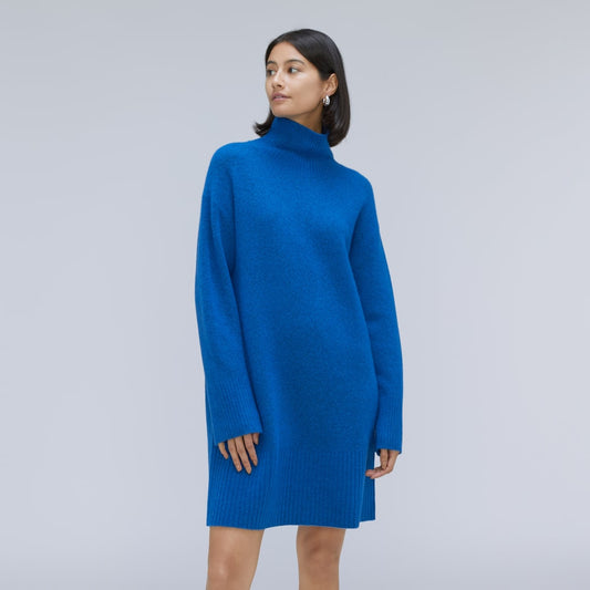 The Cozy Stretch Turtleneck Dress | Heathered Lapis Blue