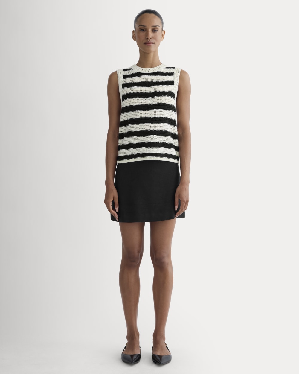 The Organic Cotton Open-Stitch Tank | Canvas / Black