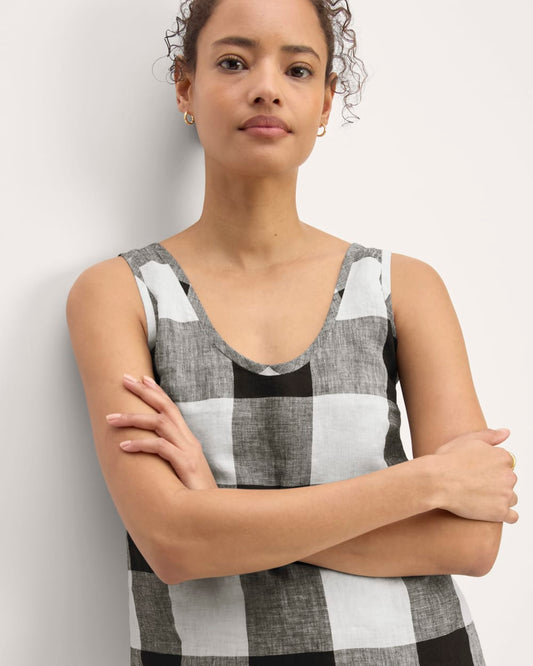 The Scoop Tank in Linen | Bone / Black Check